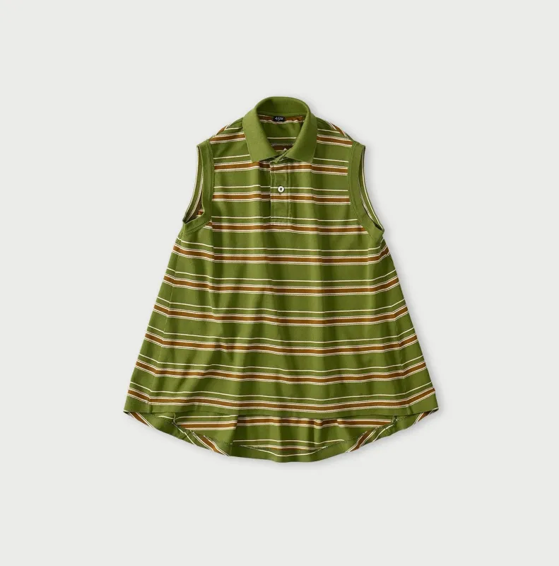 Cotton Pique Stripe Flare Polo made by 45r