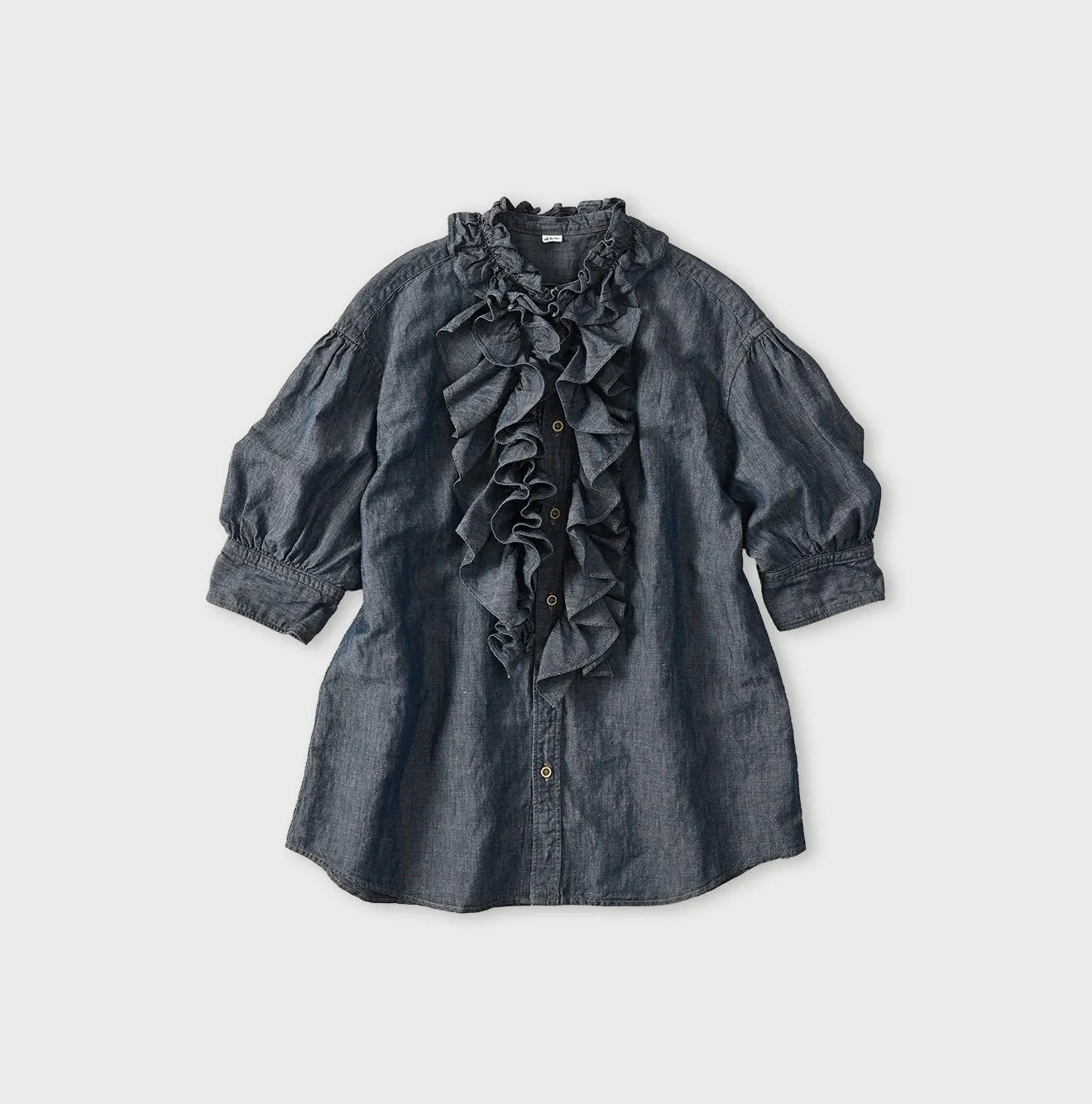 Cotton Linen Dungaree Frilled Coupe Shirt Distressed sold by 45r product image thumbnail 2