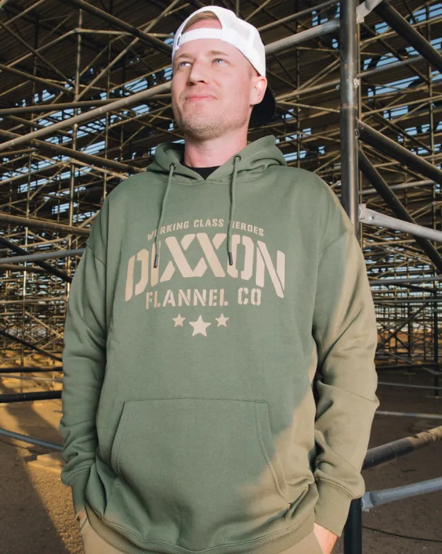 Tan Stencil Pullover Hoodie - O.D. Green sold by Dixxon