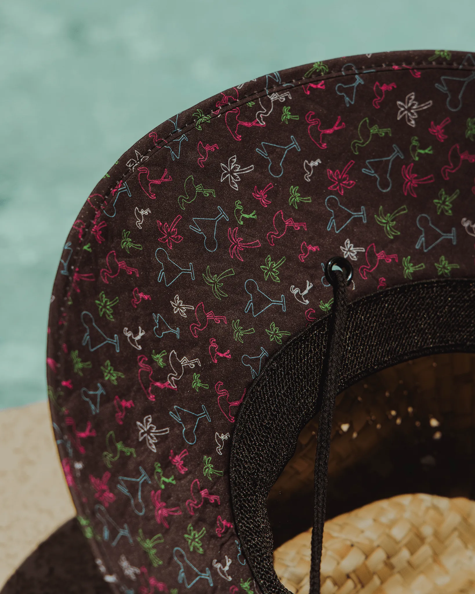 Neon Flamingos Straw Sun Hat sold by Dixxon product image thumbnail 2