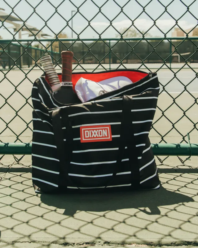 Black & White Stripes Zipper Tote Beach Bag sold by Dixxon