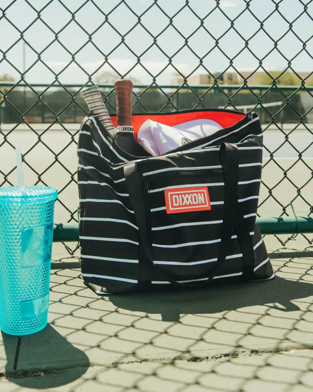 Black & White Stripes Zipper Tote Beach Bag sold by Dixxon