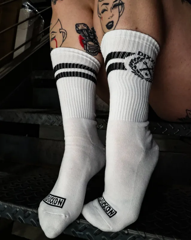 Stay Humble Premium Crew Socks - White & Black sold by Dixxon