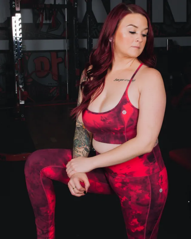 Women's Athletic Tie Dye Leggings - Red sold by Dixxon