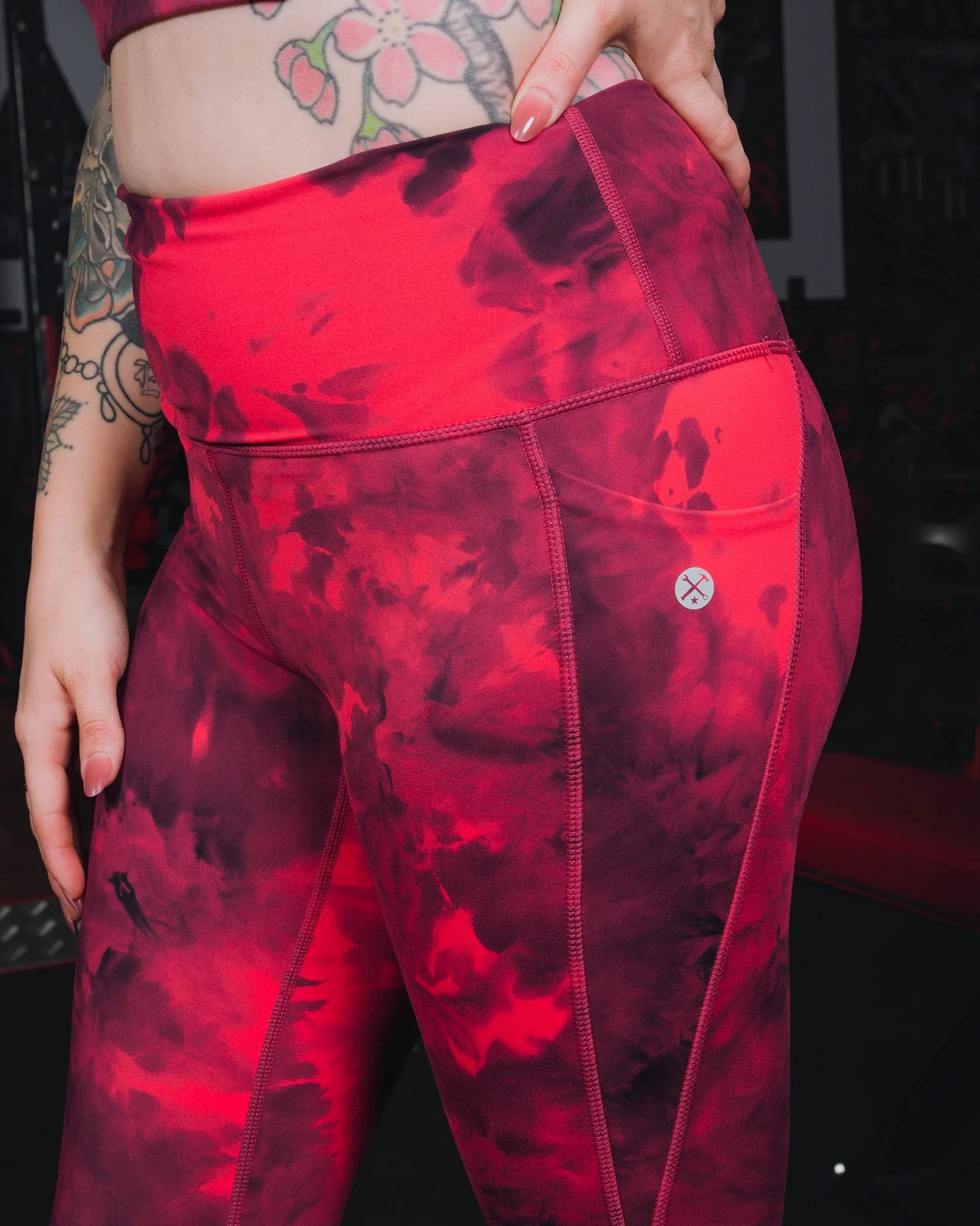 Women's Athletic Tie Dye Leggings - Red sold by Dixxon product image thumbnail 2