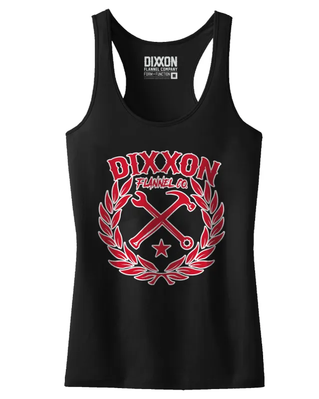 Women's Sketchy Crest Tank - Black & Red made by Dixxon