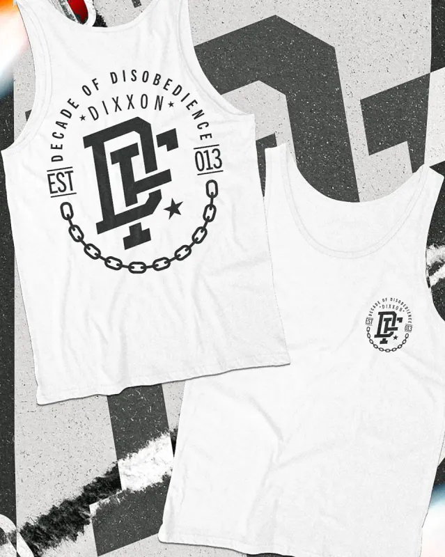 Black Disobedience Tank - White sold by Dixxon