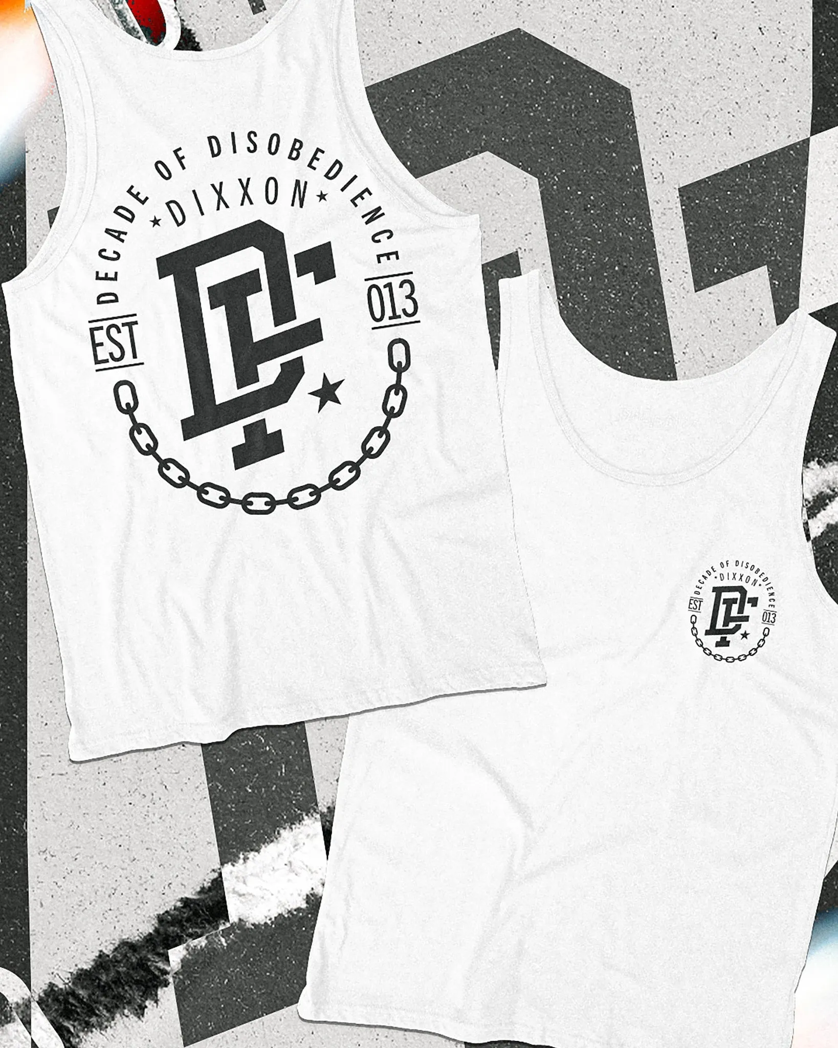 Black Disobedience Tank - White sold by Dixxon