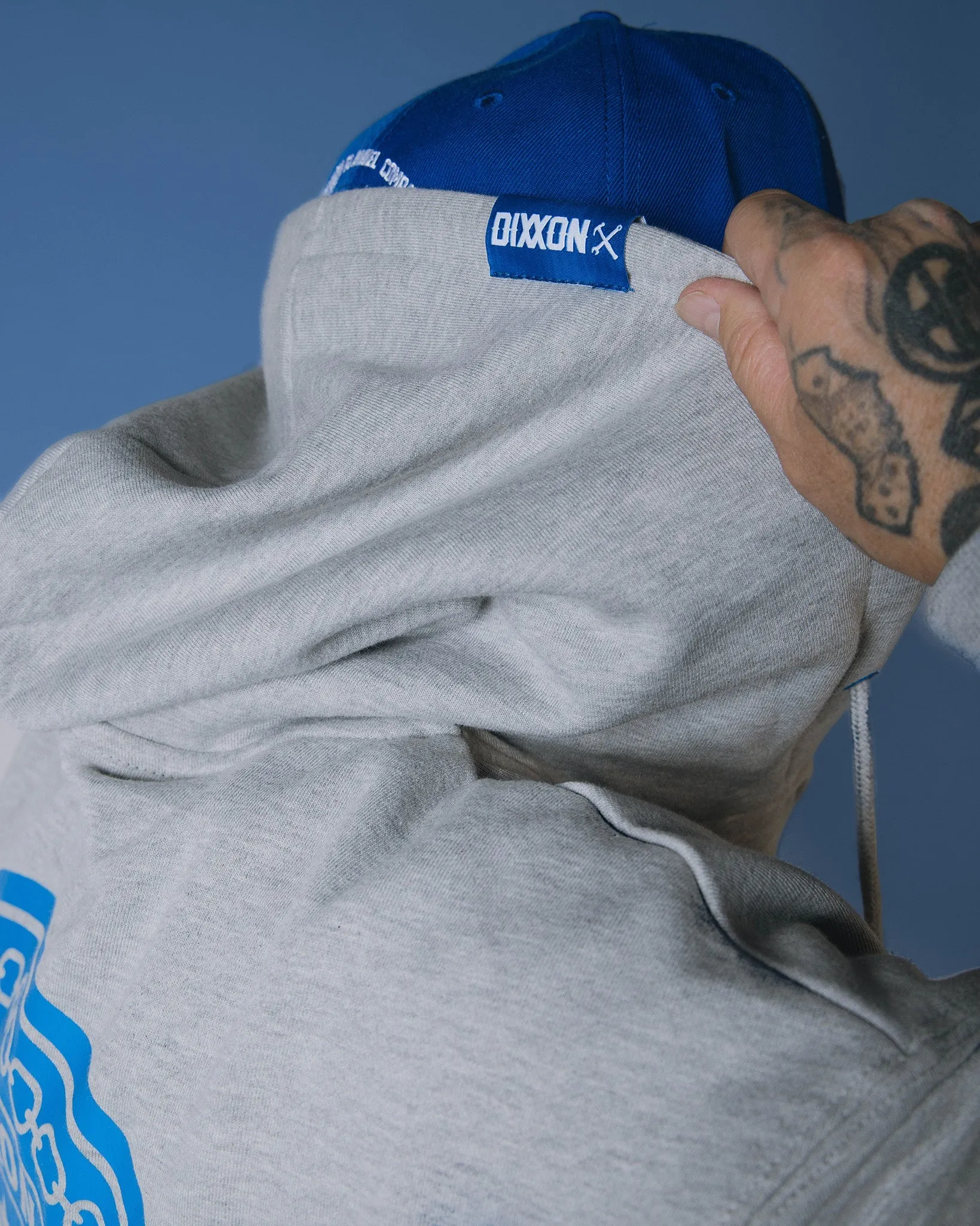 Blue Chain Badge Zip Up Hoodie - Heathered Gray sold by Dixxon product image thumbnail 2
