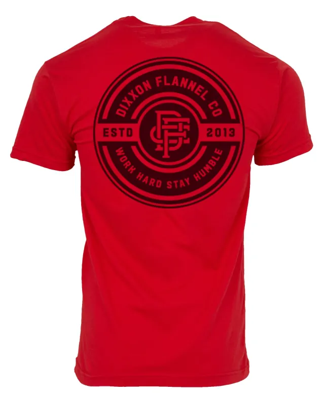 Work Hard Badge T-Shirt - Red sold by Dixxon