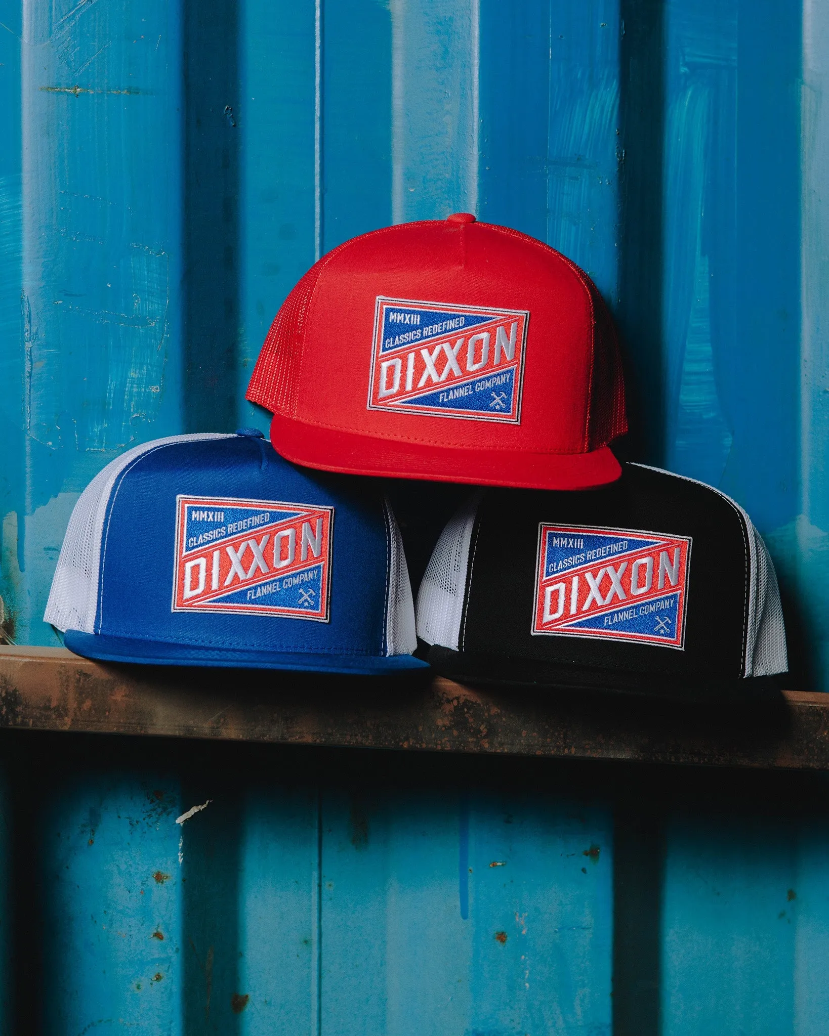 Classics Redefined Flat Bill Trucker Snapback - Red, White, & Blue sold by Dixxon