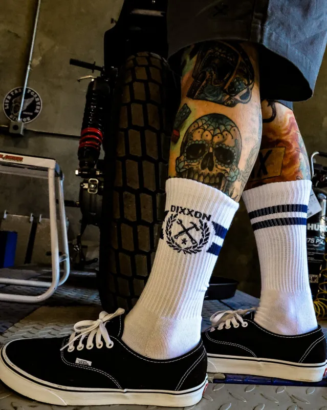 Stay Humble Premium Crew Socks - White & Blue sold by Dixxon