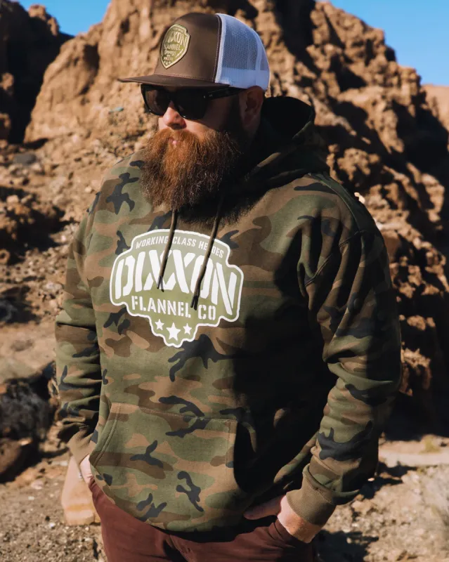 Black & White Stencil Pullover Hoodie - Green Camo sold by Dixxon