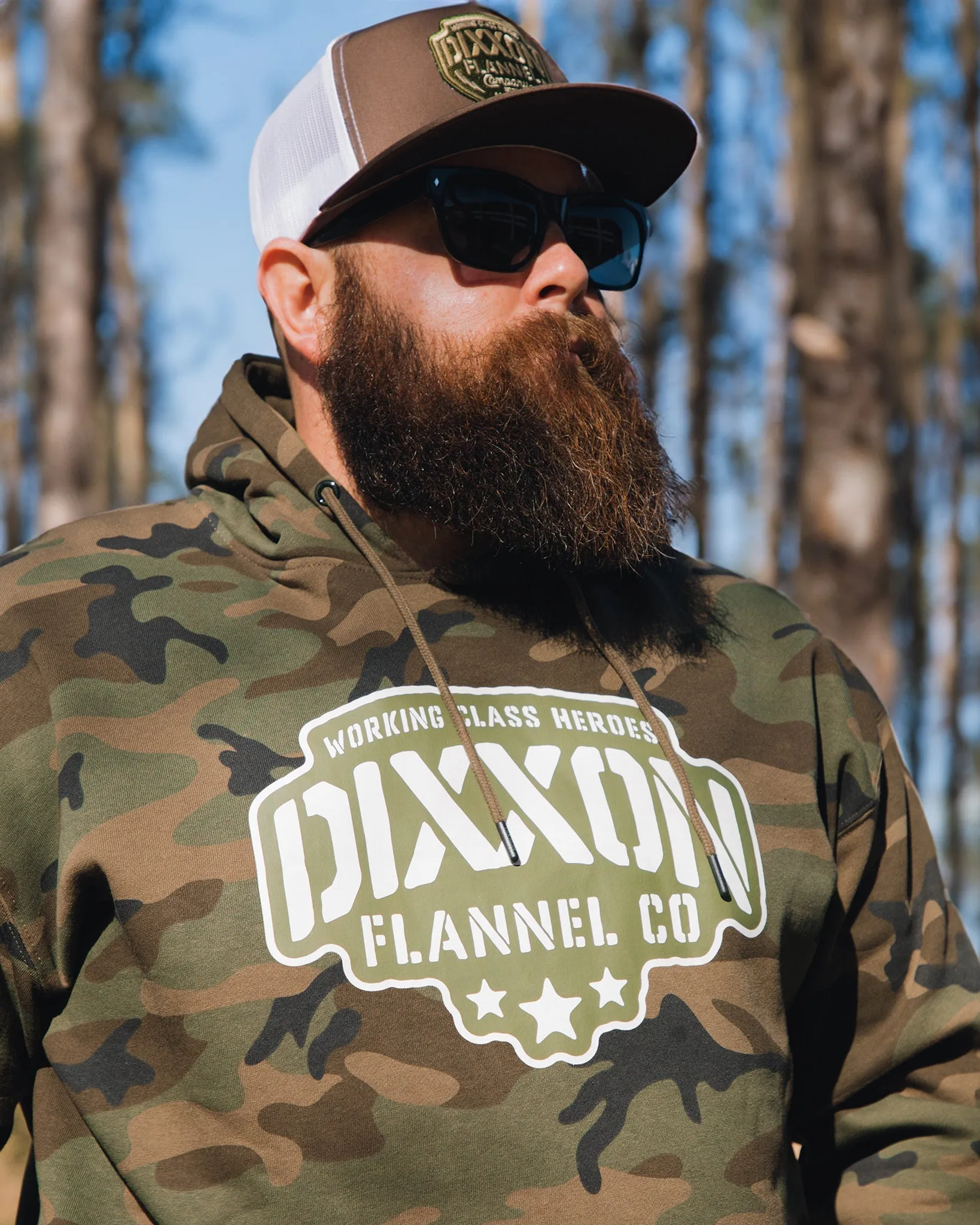 Black & White Stencil Pullover Hoodie - Green Camo sold by Dixxon product image thumbnail 2