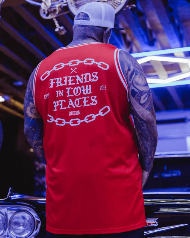 Friends in Low Places Jersey - Red sold by Dixxon