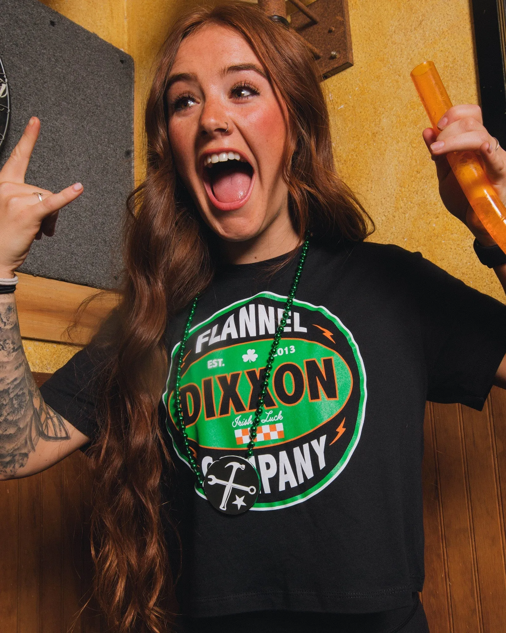 Women's Green Keystone Crop Top - Black sold by Dixxon