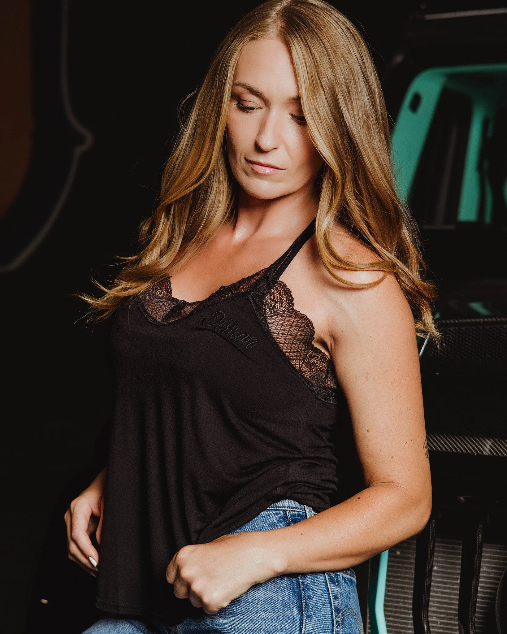 Women's Lace Cami Halter - Black sold by Dixxon