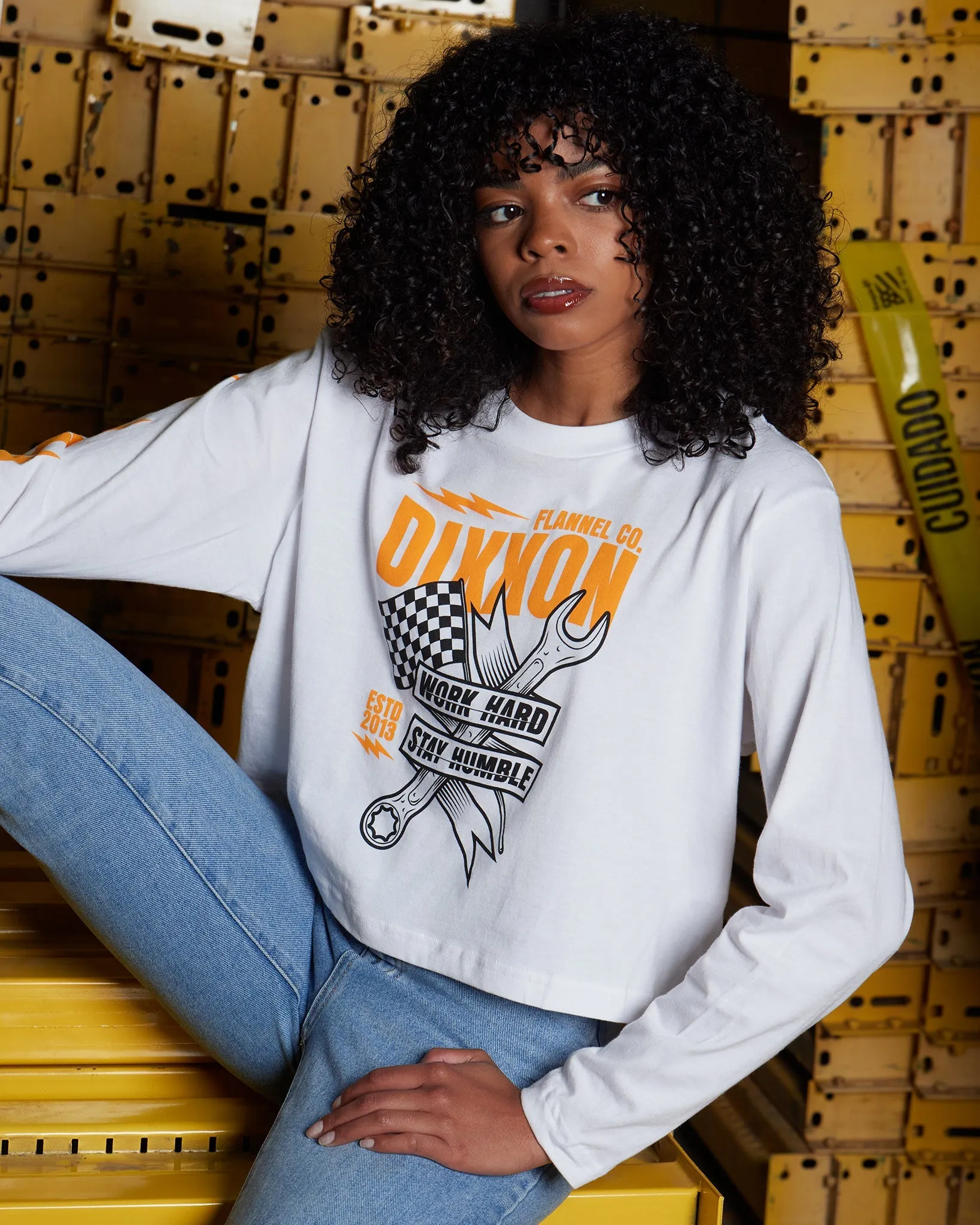 Women's Bolt Long Sleeve Crop Top sold by Dixxon product image thumbnail 4