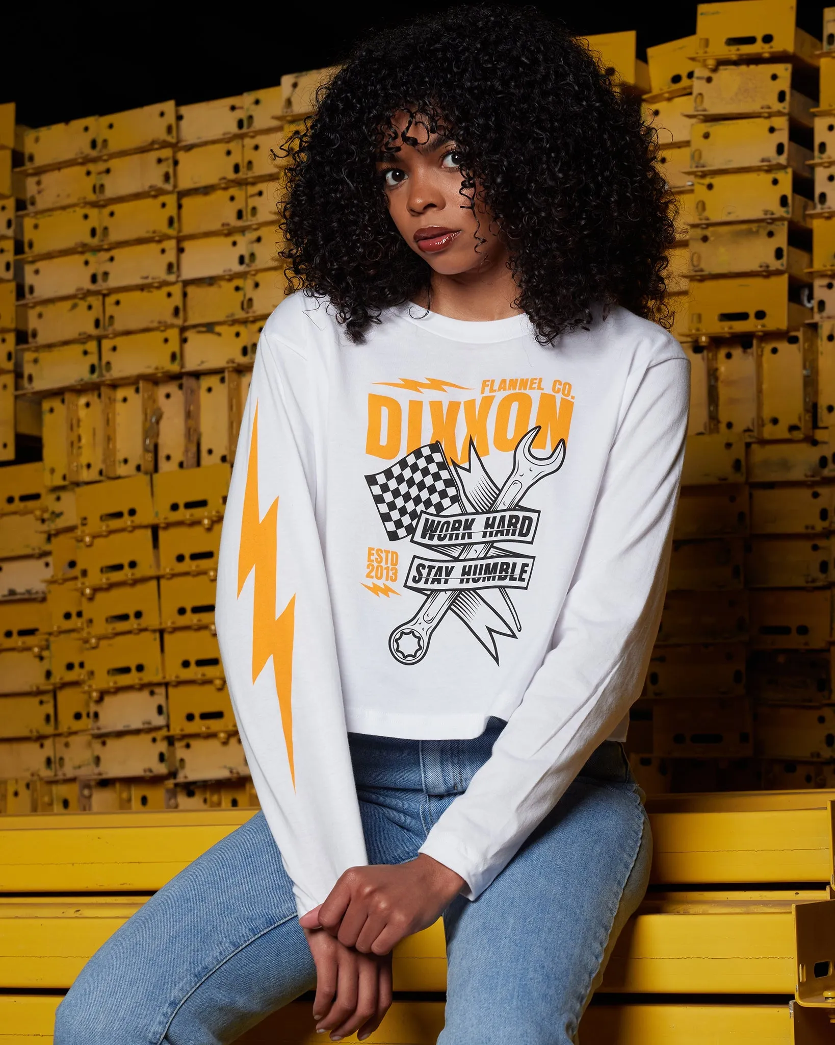 Women's Bolt Long Sleeve Crop Top sold by Dixxon