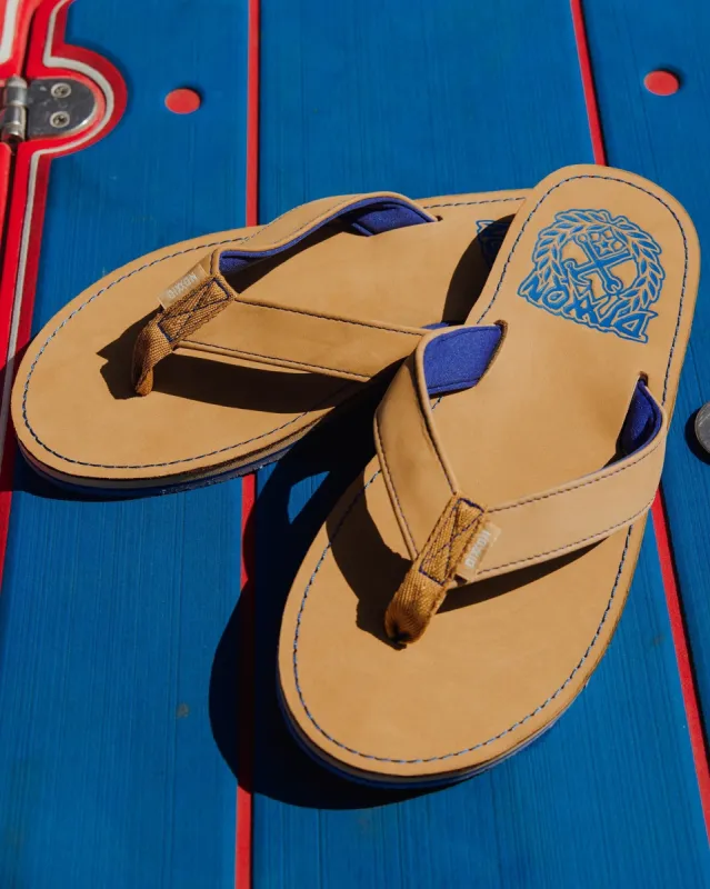 Leather Sandals - Tan & Blue sold by Dixxon