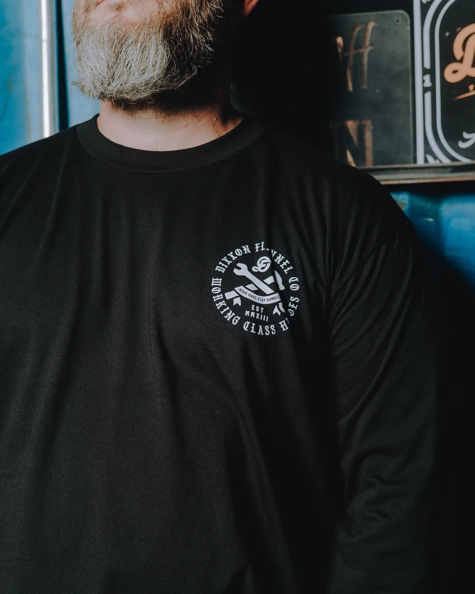 White Working Class Badge Long Sleeve T-Shirt - Black sold by Dixxon product image thumbnail 2