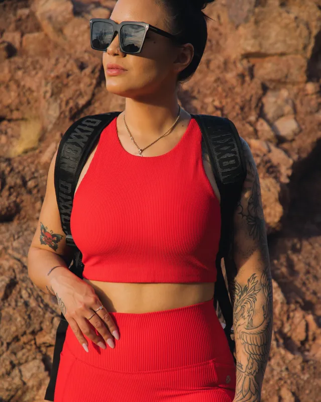 Women's Ribbed Crop Top - Red sold by Dixxon