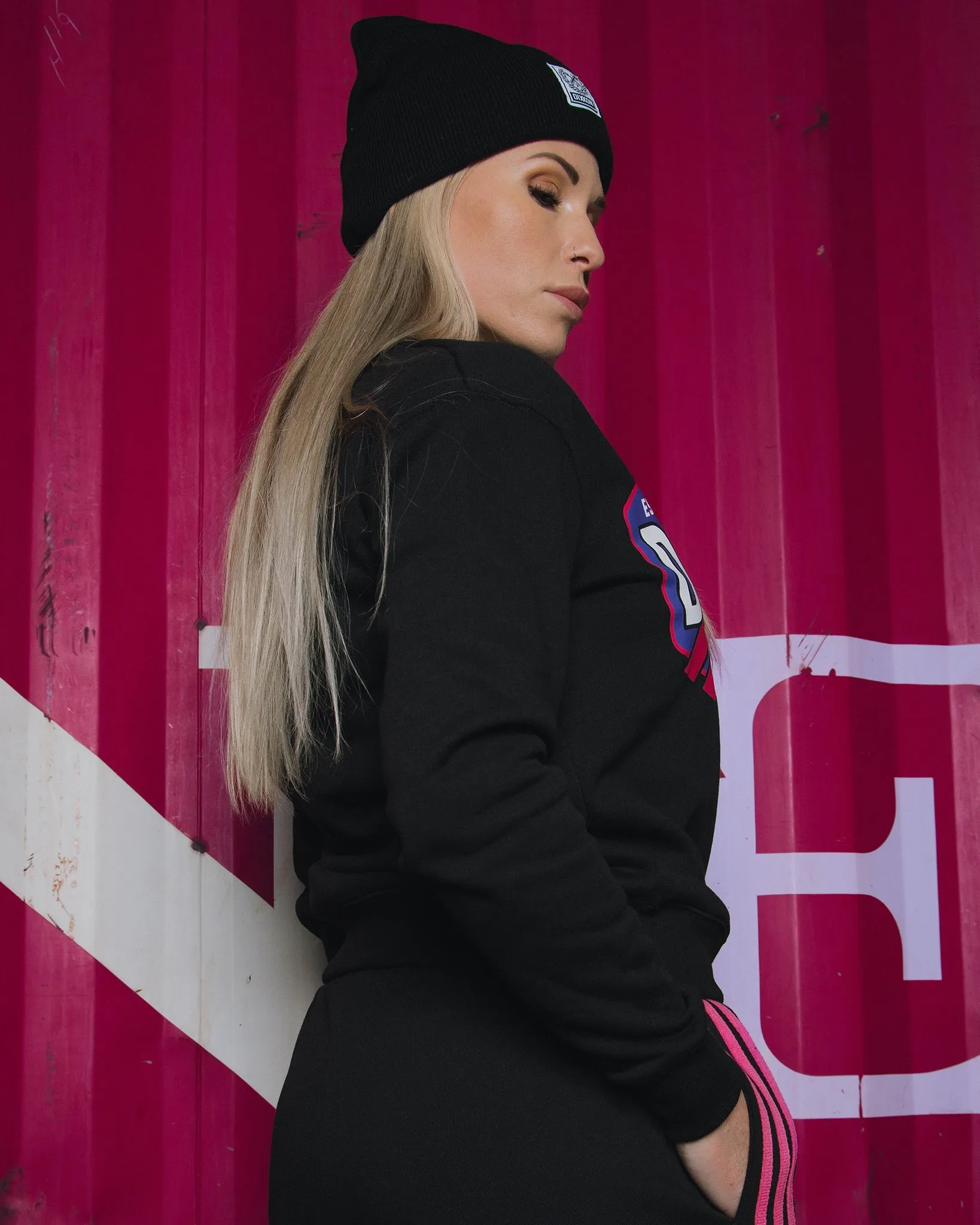 Women's Pink Stripes Crewneck Sweatshirt - Black sold by Dixxon product image thumbnail 2