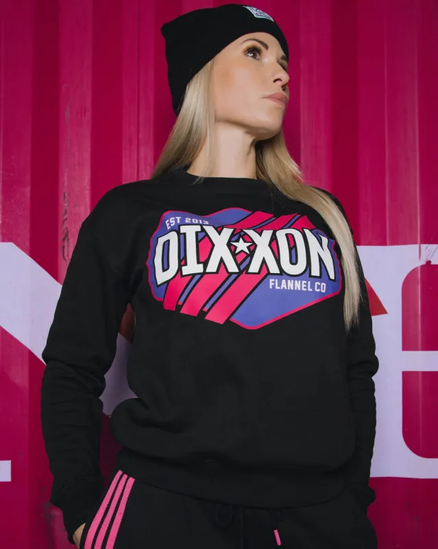 Women's Pink Stripes Crewneck Sweatshirt - Black sold by Dixxon
