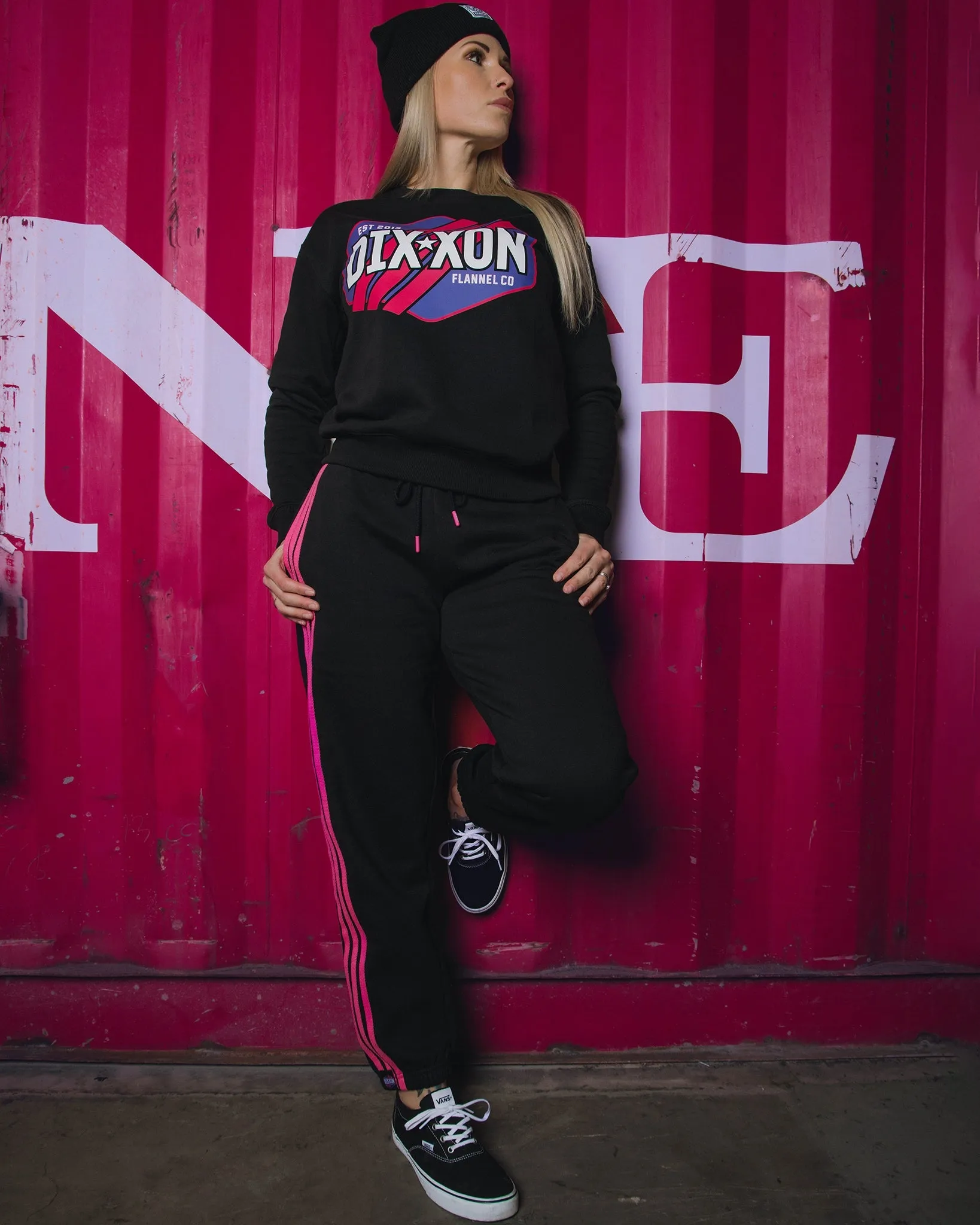 Women's Pink Stripes Crewneck Sweatshirt - Black sold by Dixxon product image thumbnail 3