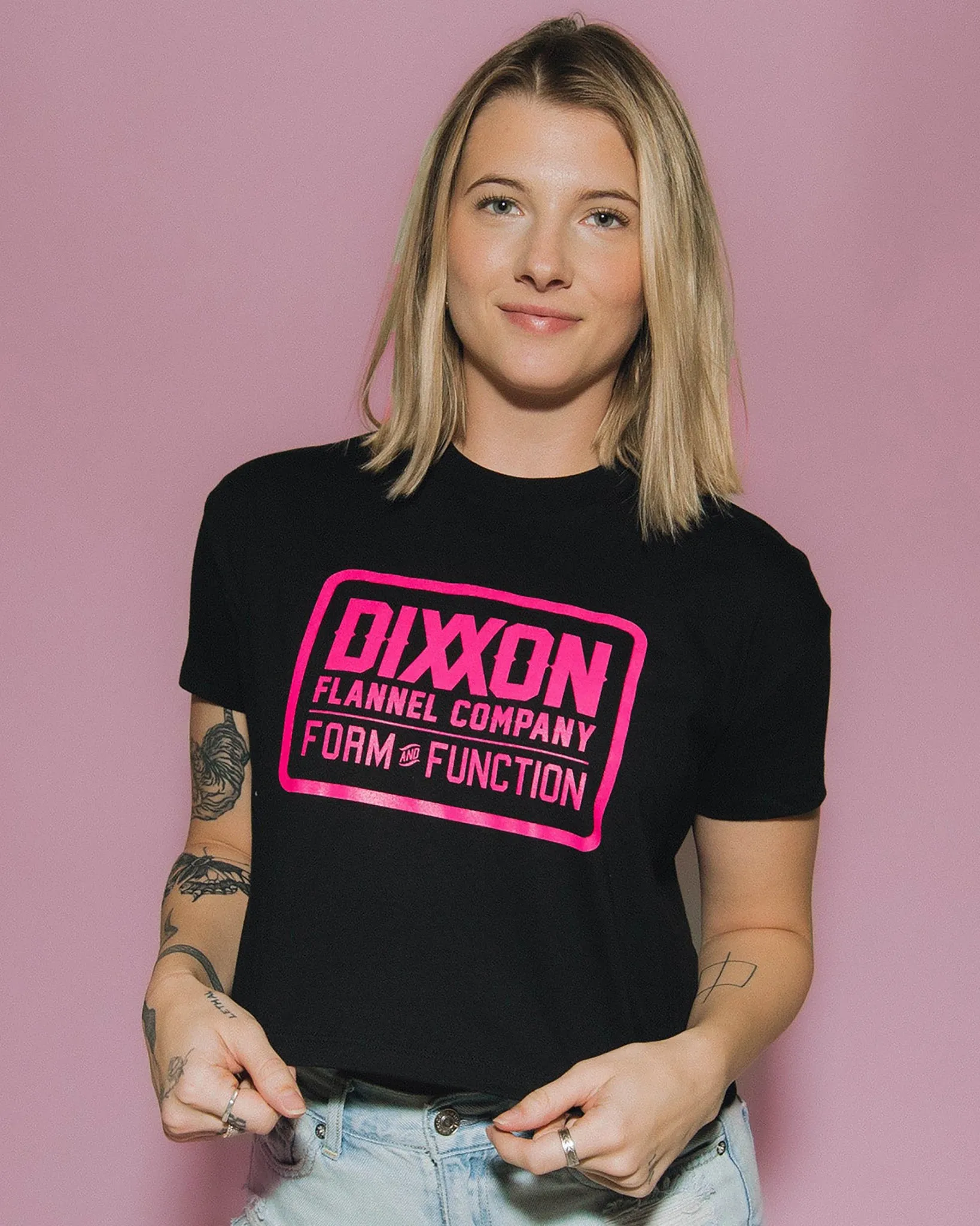 Women's Pink Classic Logo Crop Top - Black sold by Dixxon