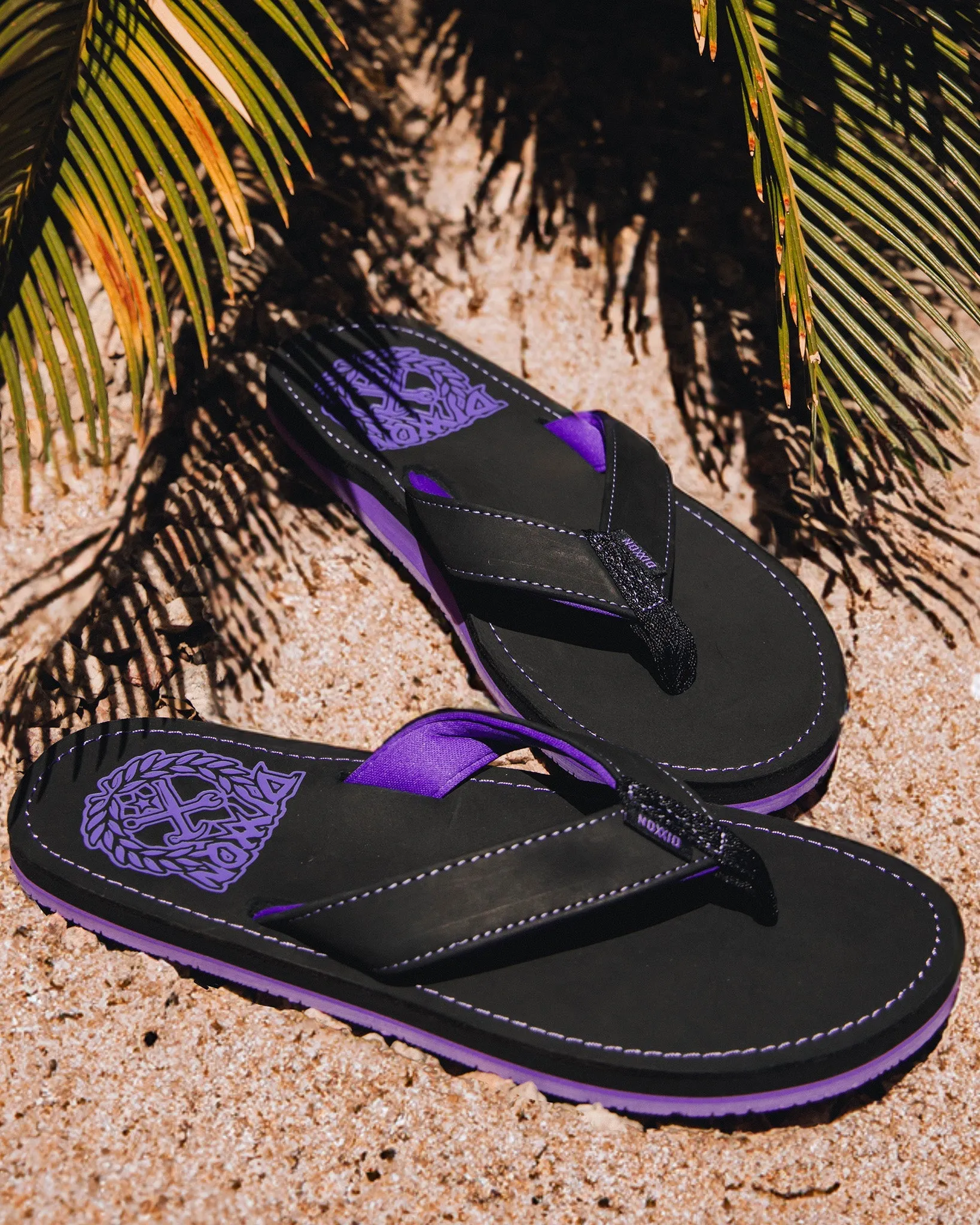 Leather Sandals - Black & Purple sold by Dixxon