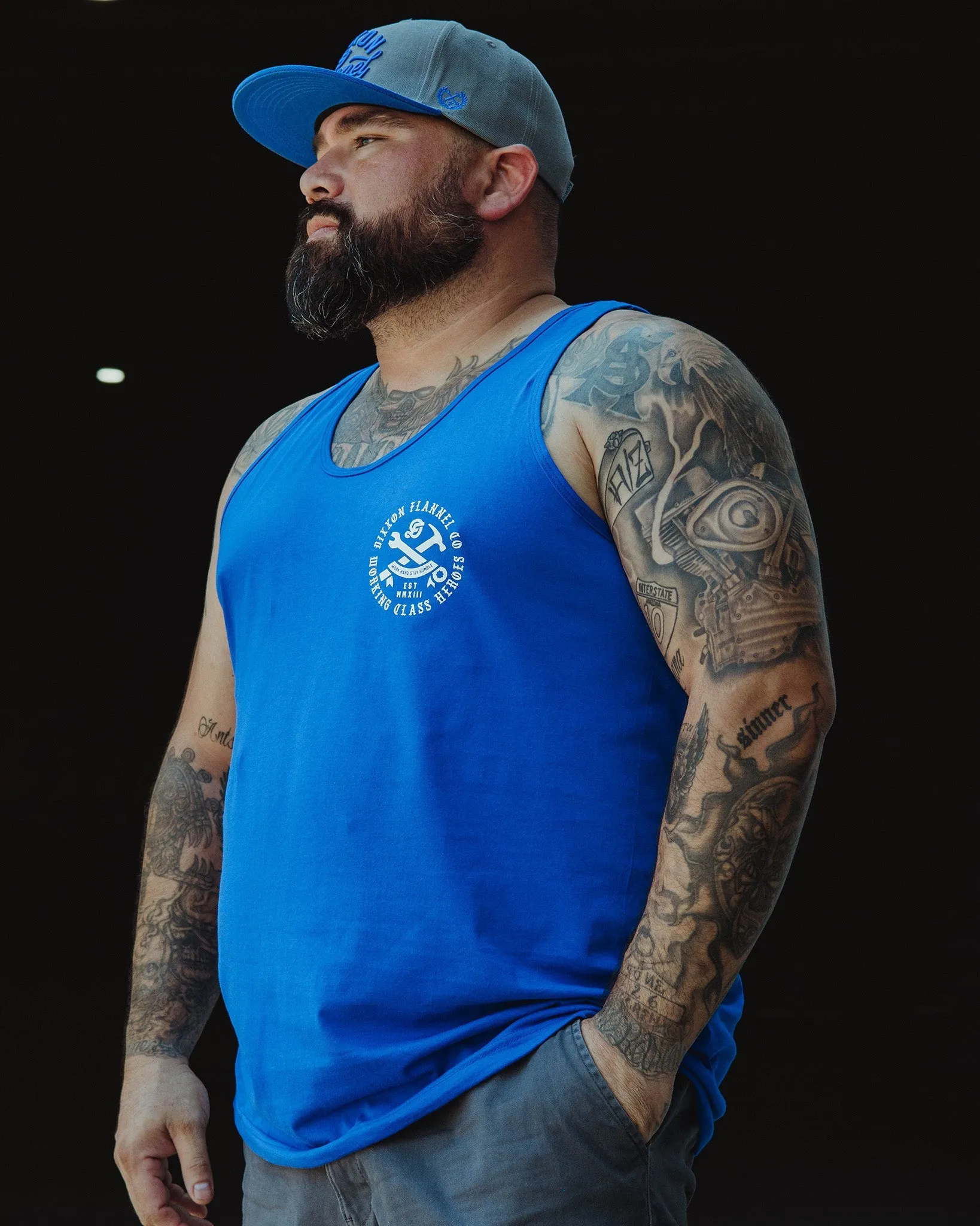 White Working Class Badge Tank - Blue sold by Dixxon product image thumbnail 2