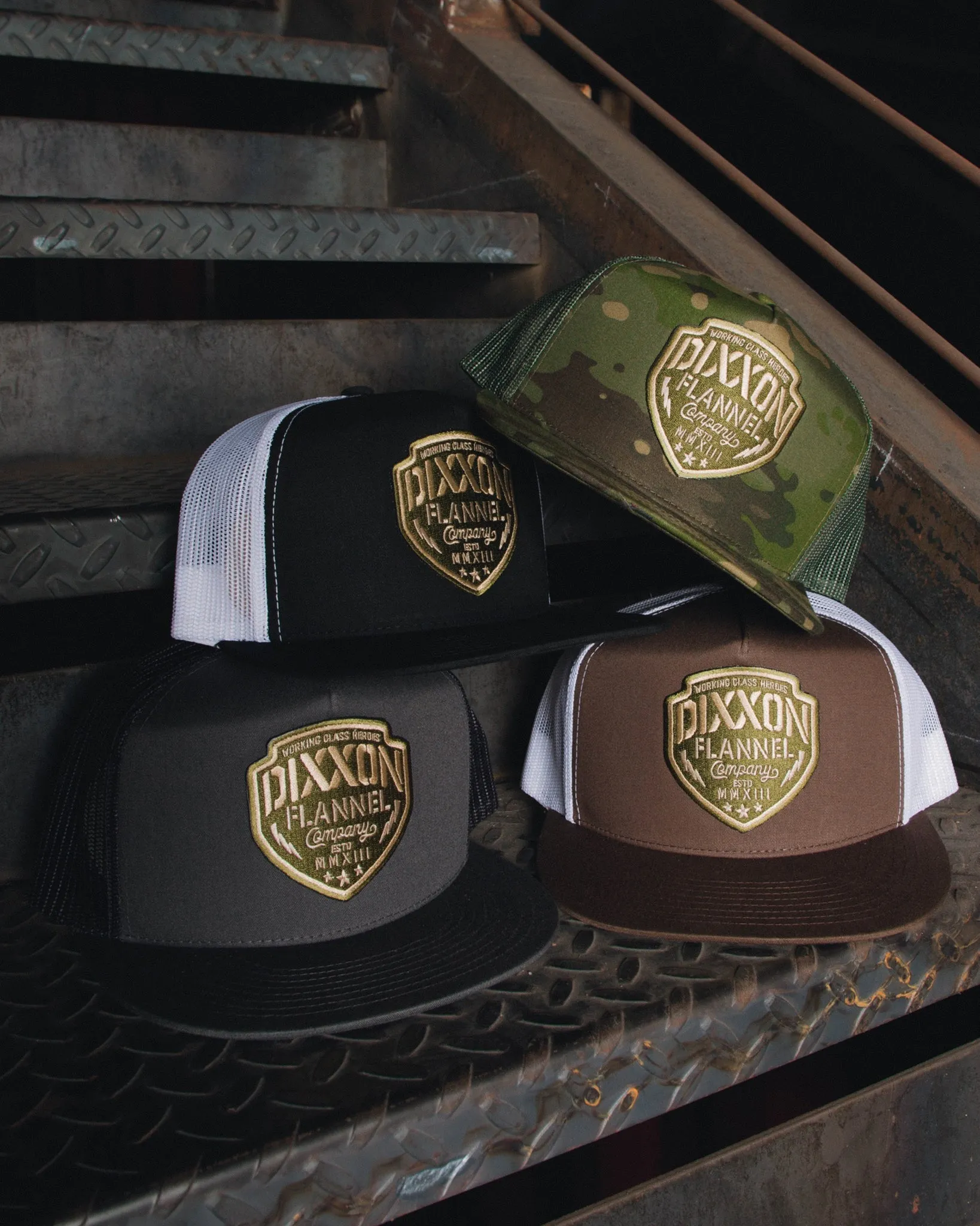 Thundershock Flat Bill Trucker Snapback - O.D. Green & Gold sold by Dixxon