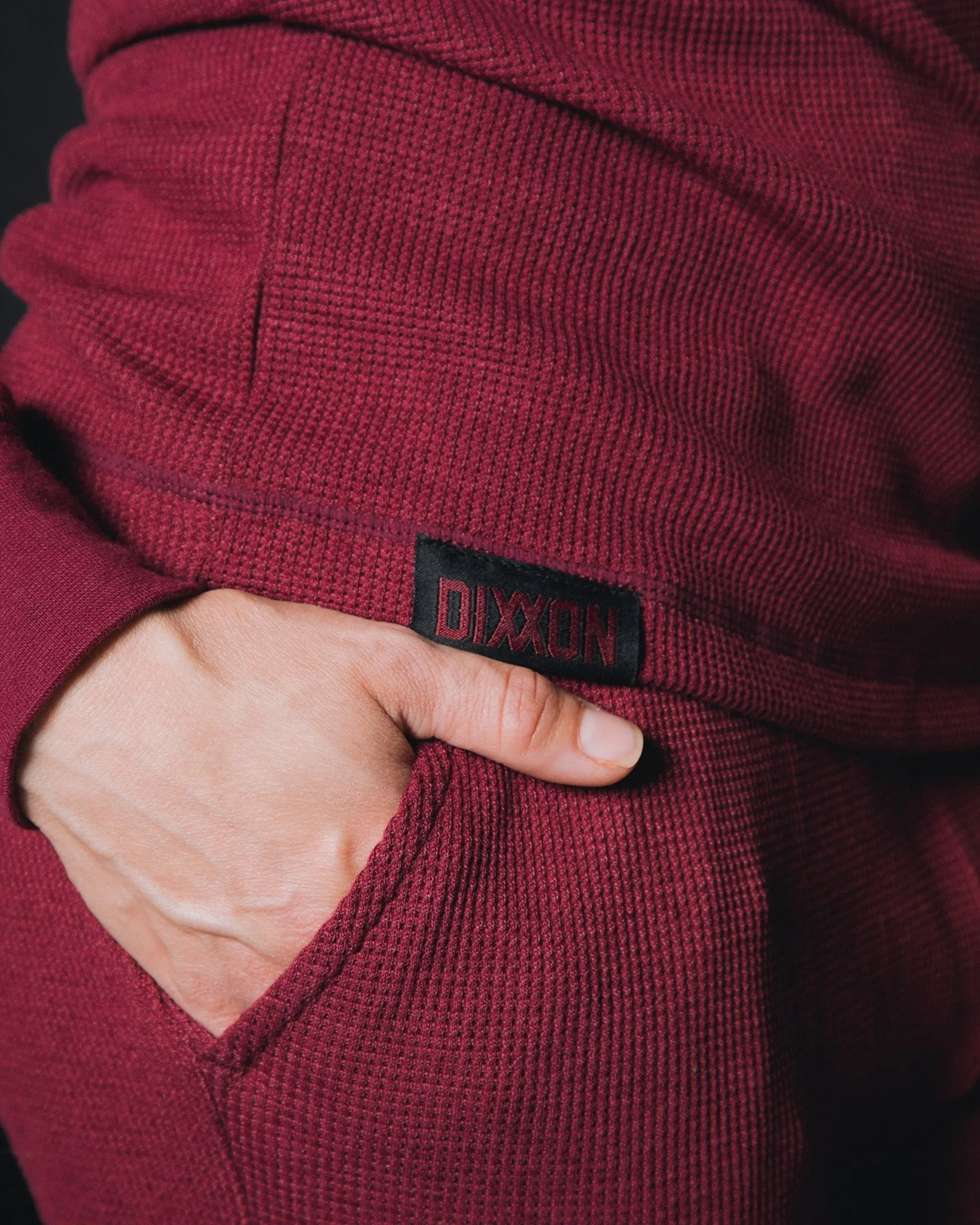 Women's Waffle Knit Long Sleeve Tee - Maroon sold by Dixxon product image thumbnail 2