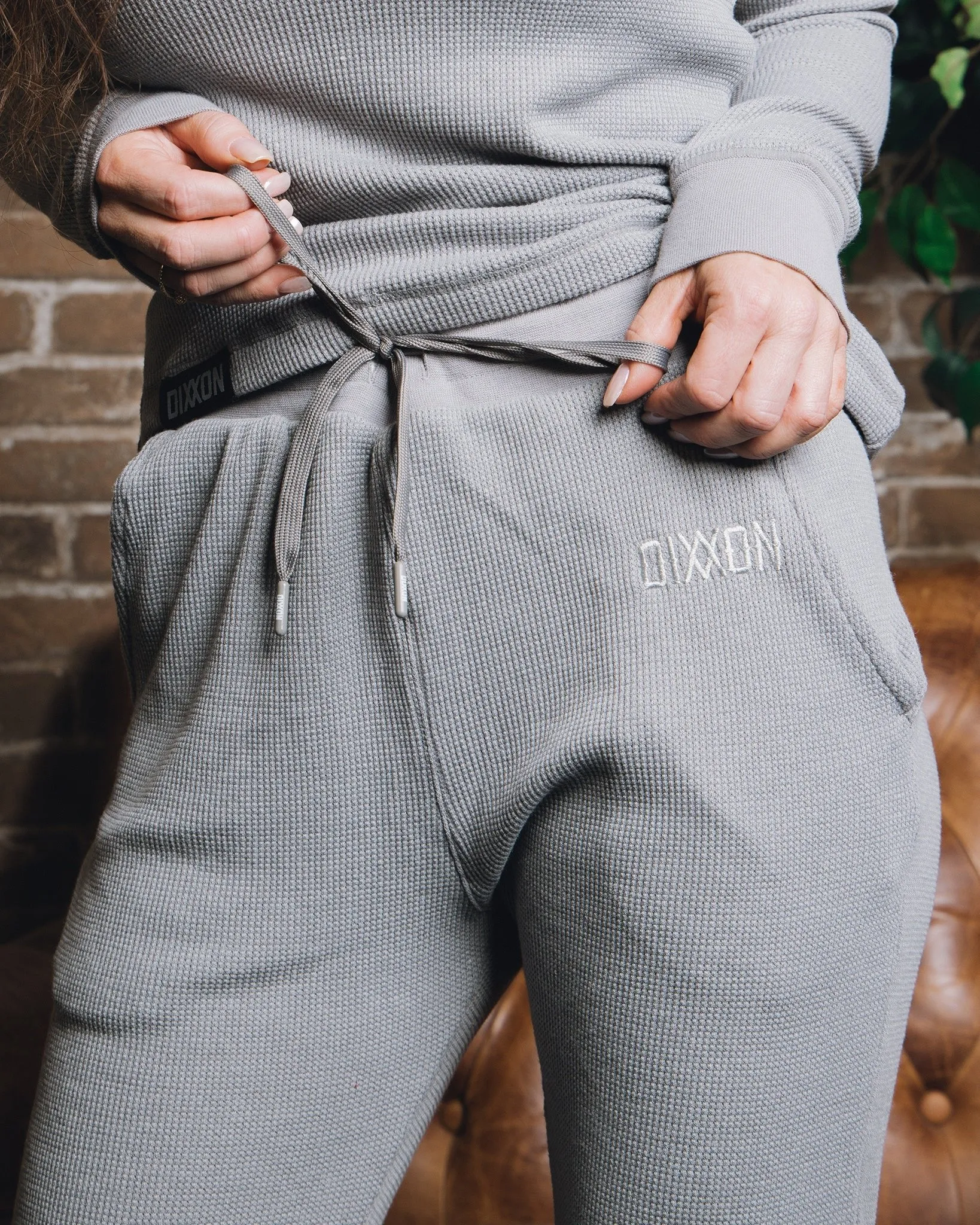 Women's Waffle Knit Joggers - Light Gray sold by Dixxon product image thumbnail 4