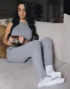 Women's Waffle Knit Joggers - Light Gray sold by Dixxon