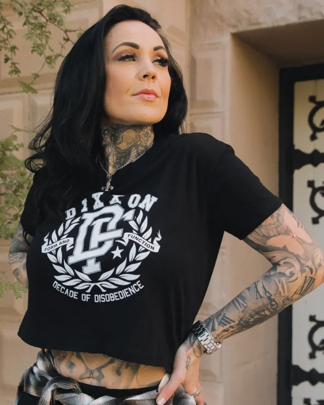 Women's Decade of Disobedience Crop Top - Black sold by Dixxon
