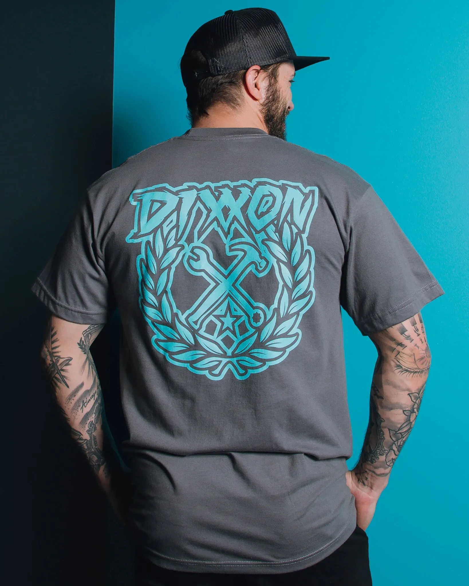 Party Crest T-Shirt - Gray & Tiffany sold by Dixxon