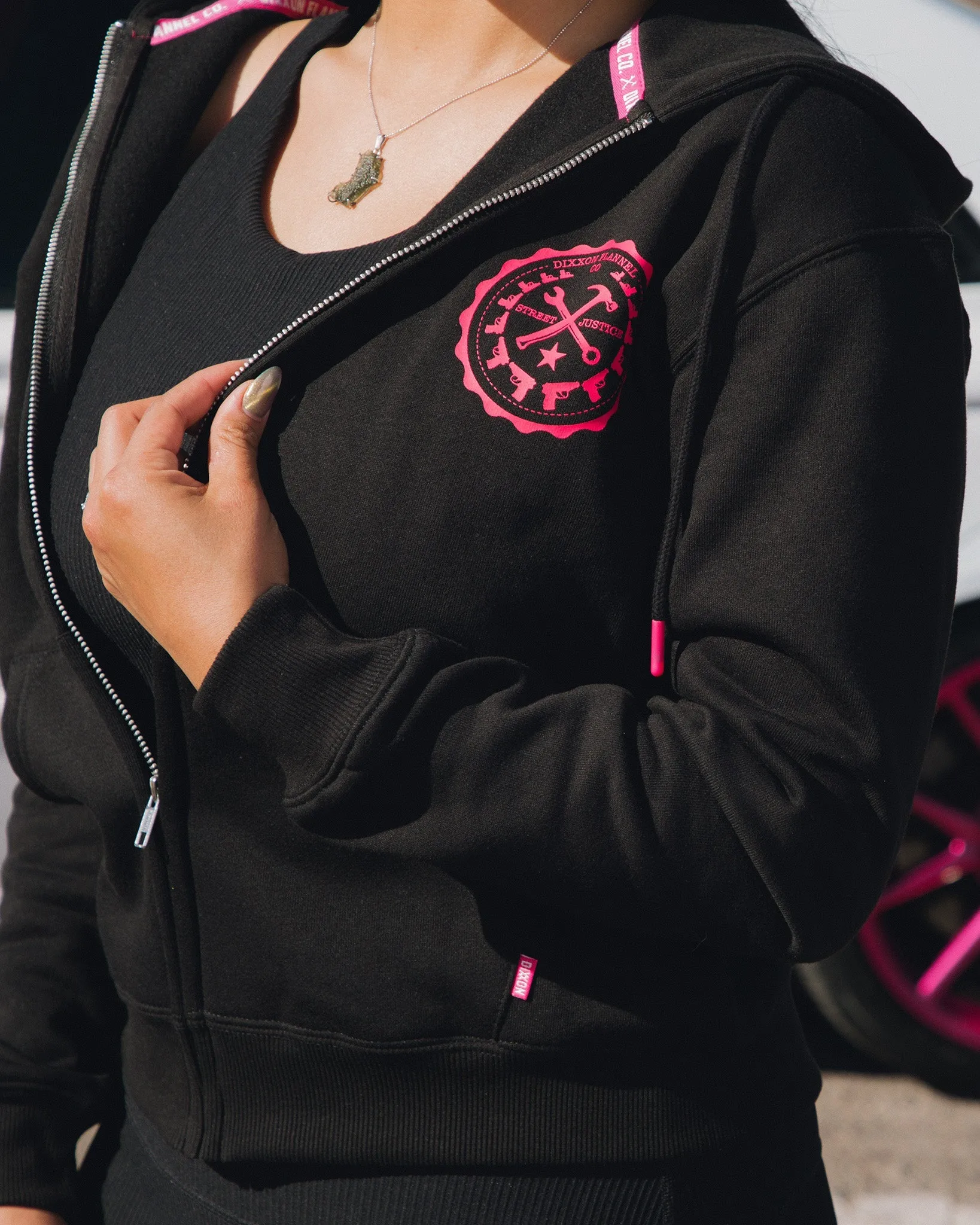 Women's Pink Bandit Zip Up Hoodie - Black sold by Dixxon product image thumbnail 3
