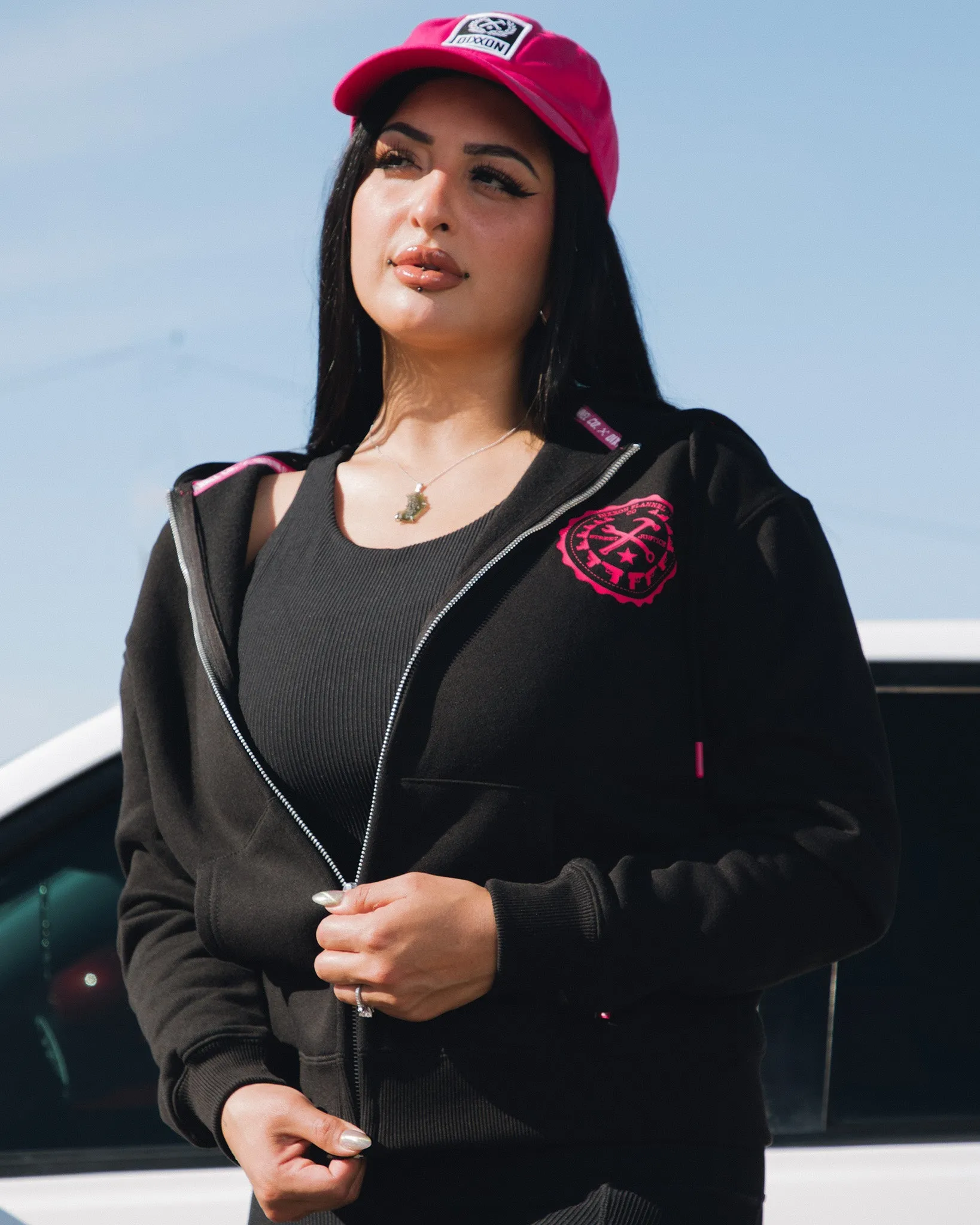 Women's Pink Bandit Zip Up Hoodie - Black sold by Dixxon product image thumbnail 5