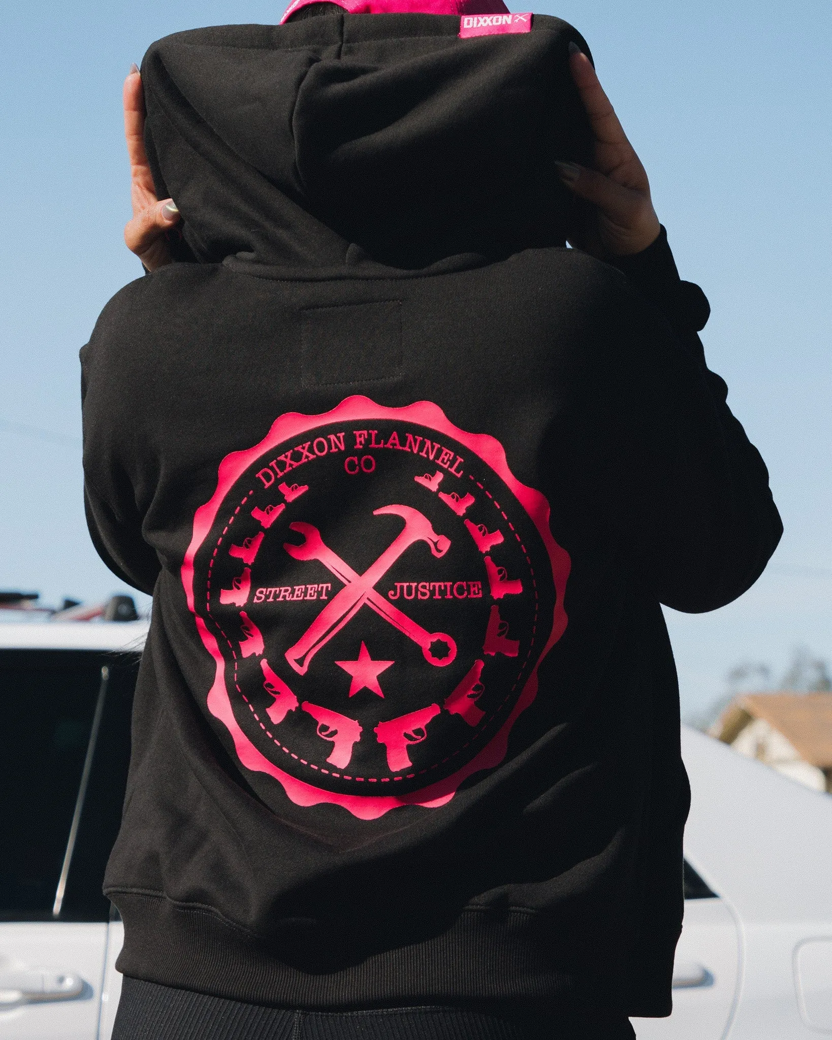 Women's Pink Bandit Zip Up Hoodie - Black sold by Dixxon