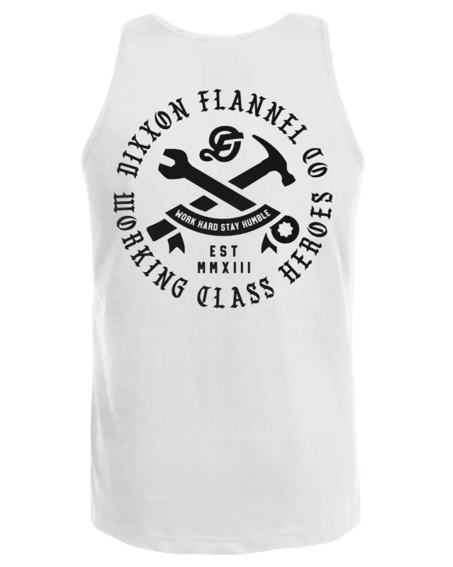 Black Working Class Badge Tank - White sold by Dixxon