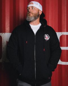 Red & White Otto Zip Up - Black sold by Dixxon