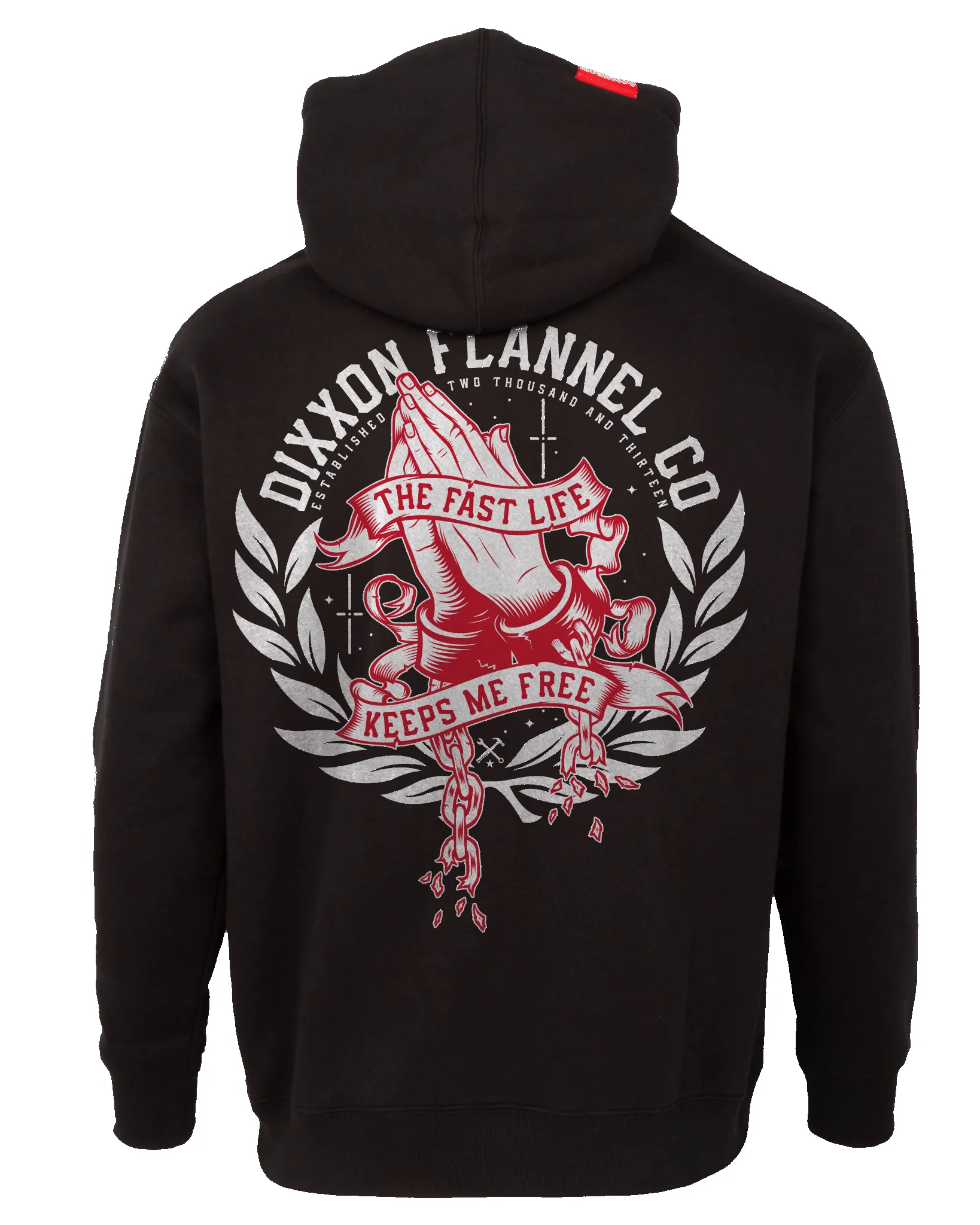 Red & White Otto Zip Up Hoodie - Black sold by Dixxon product image thumbnail 2
