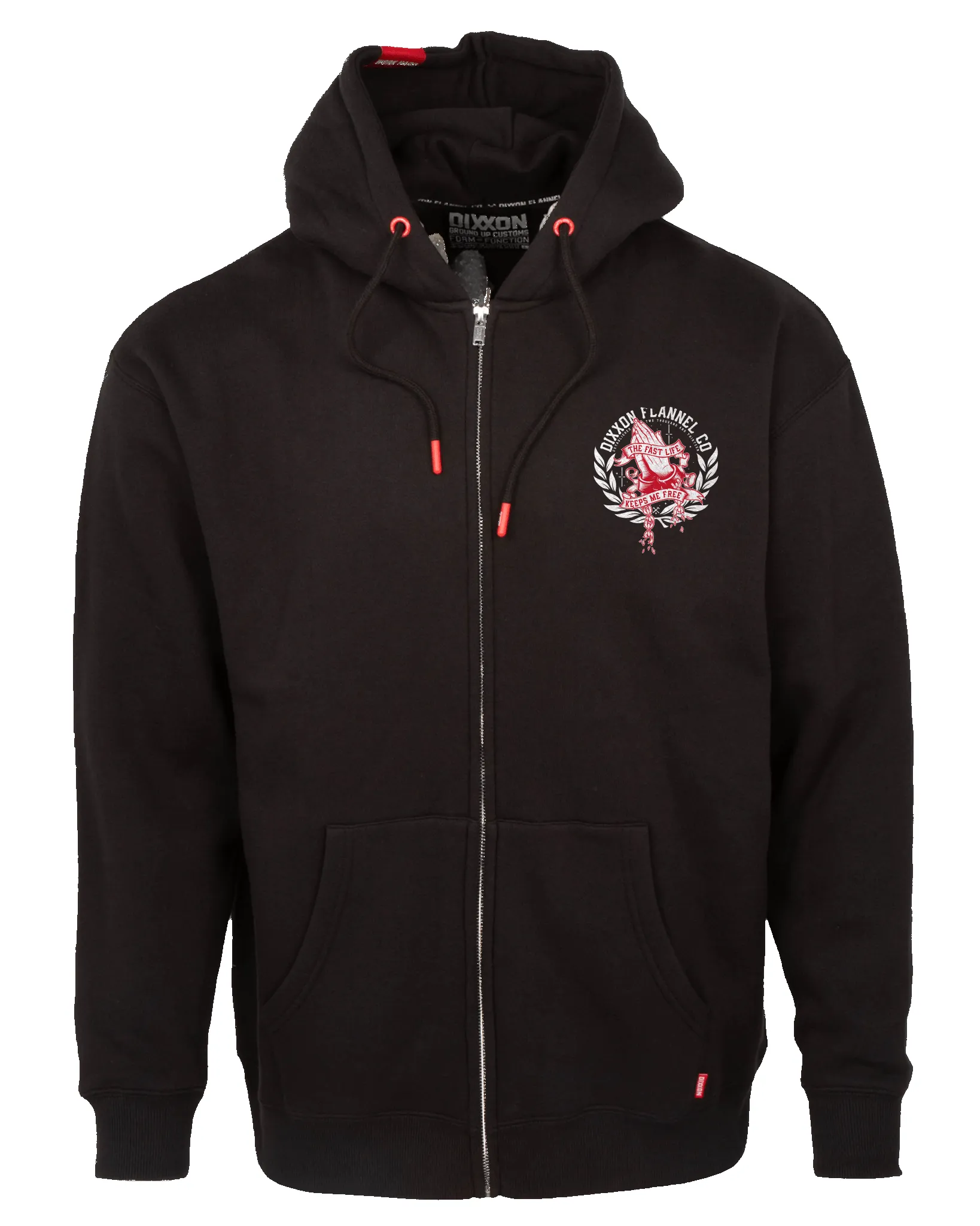 Red & White Otto Zip Up Hoodie - Black sold by Dixxon product image thumbnail 3