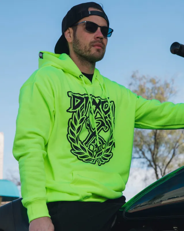 Black Party Crest Hi-Vis Pullover Hoodie - Yellow sold by Dixxon