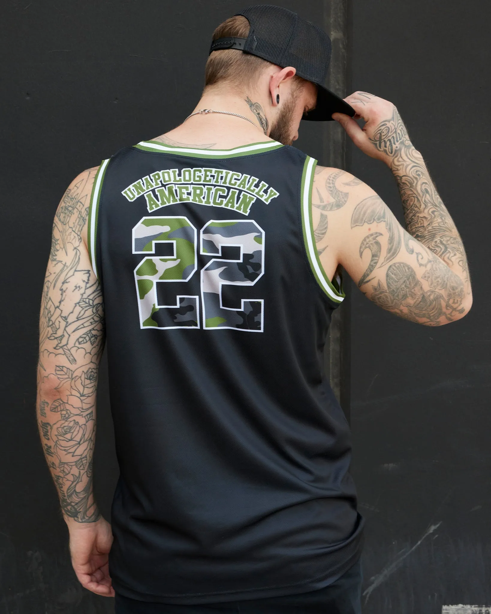 Unapologetically American Jersey - Black & Camo sold by Dixxon