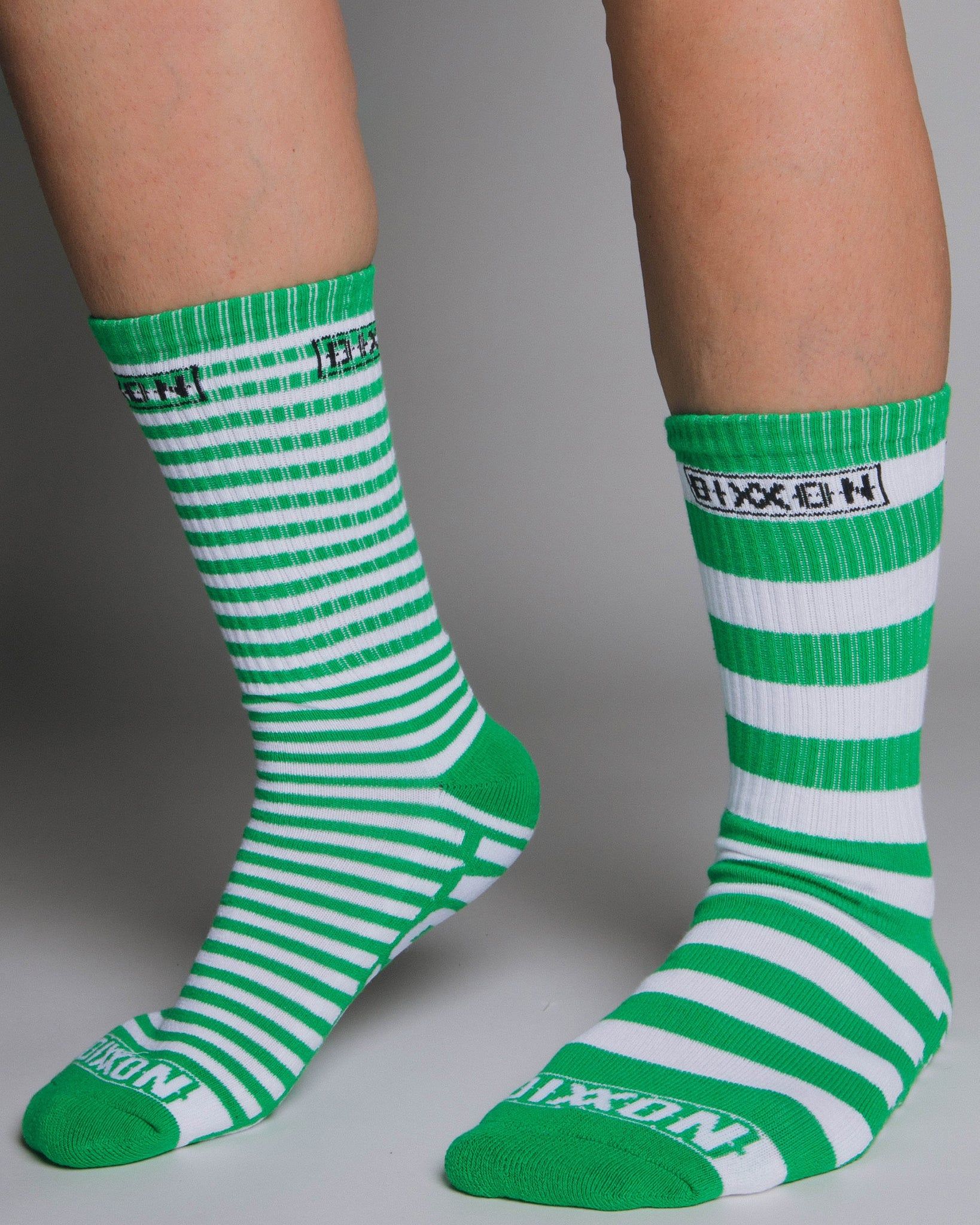 Striper Premium Crew Socks - Green & White sold by Dixxon