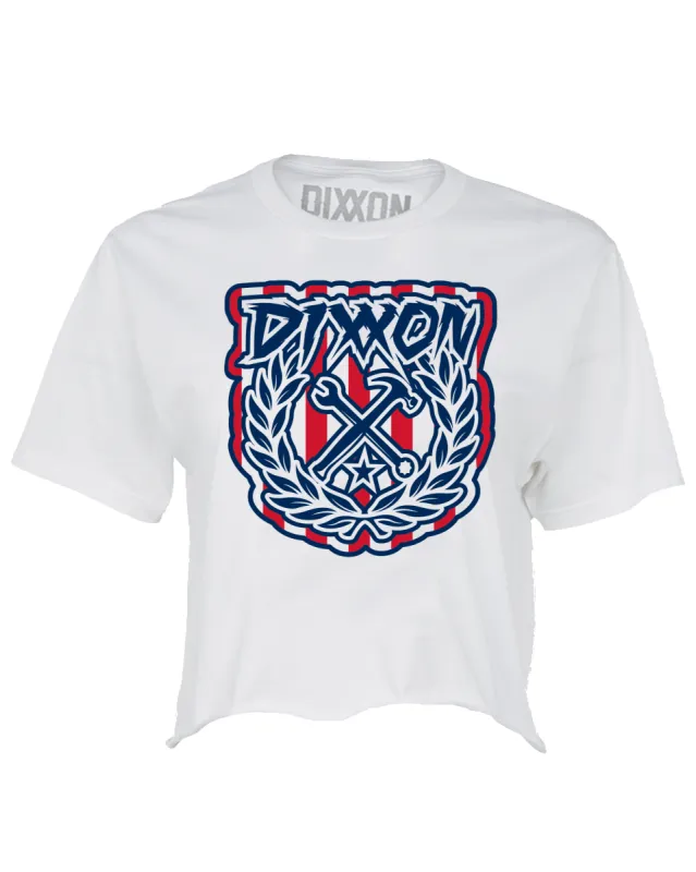 Women's Stars & Stripes Party Crest Crop Top sold by Dixxon