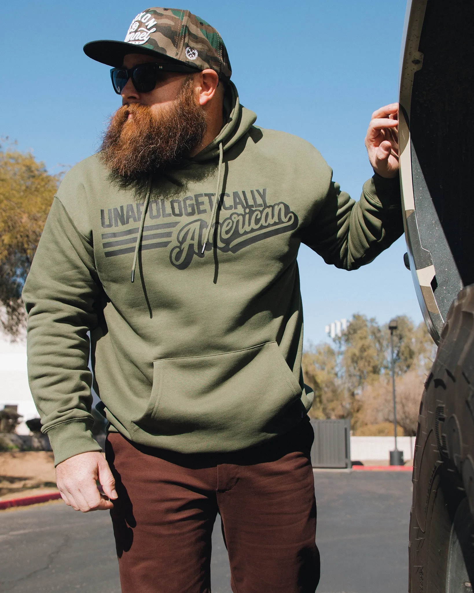 Black Unapologetically American Pullover Hoodie - O.D. Green sold by Dixxon product image thumbnail 3